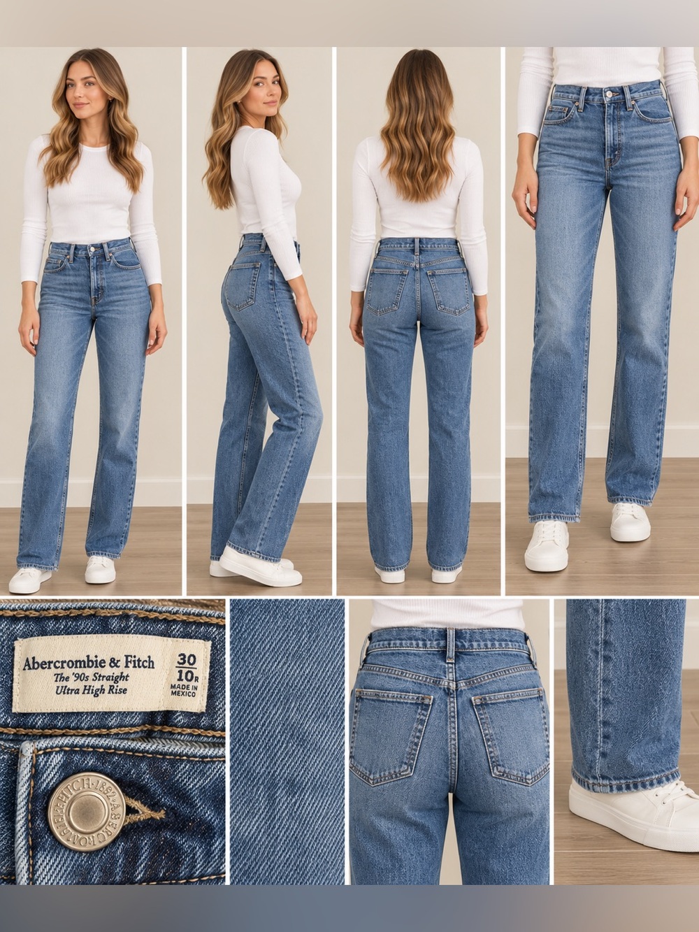 Abercrombie & Fitch '90s Straight Ultra High Rise Jeans - Light Blue 10/30